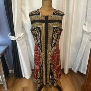 Eva Varro Black and Gold Sheath Midi Dress